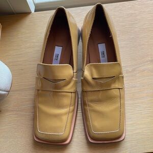 Miista Square Toe Patent Leather Loafers
